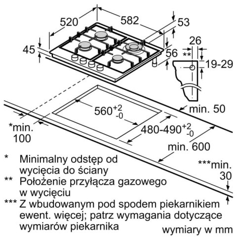 Płyta gazowa BOSCH PCH6A5I90 Płyta gazowa BOSCH PCH6A5I90