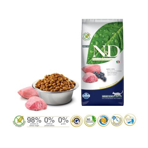 FARMINA N&D Prime Jagnięcina i Borówka - sucha karma dla kota - 5 kg