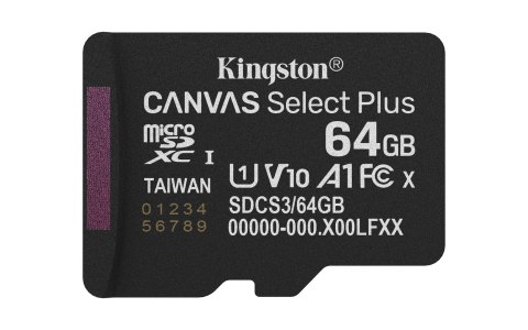 KINGSTON microSDXC 64GB Canvas Select Plus Gen3 KINGSTON microSDXC 64GB Canvas Select Plus Gen3