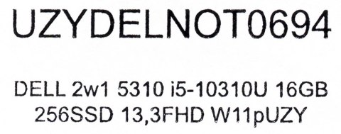 DELL LATITUDE 2w1 5310 i7-10610U 16GB 256GB SSD 13,3" FHD(dotyk) Win11pro + zasilacz UŻYWANY