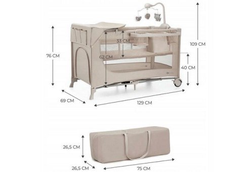 KinderKraft Łóżeczko turystyczne JOY 2 BEIGE KinderKraft Łóżeczko turystyczne JOY 2 BEIGE