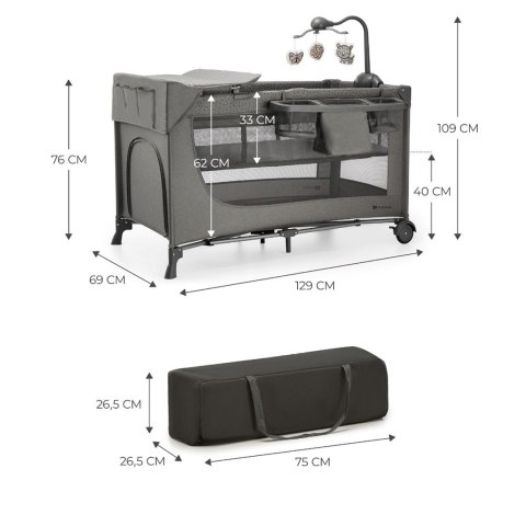 KinderKraft Łóżeczko turystyczne JOY 2 DARK GREY KinderKraft Łóżeczko turystyczne JOY 2 DARK GREY