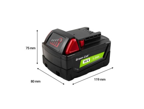 Green Cell Bateria do elektronarzędzi Milwaukee M18 18V 5Ah Akumulator zamiennik M18 B5 4932430483 Green Cell Bateria do elektronarzędzi Milwaukee M18 18V 5Ah Akumulator zamiennik M18 B5 4932430483