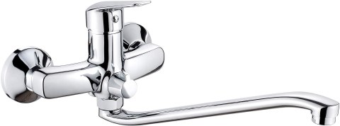 Bateria umywalkowa ścienna z wydłużoną wylewką - podłączenie na wąż BMO_056M 5908212083611 Bateria umywalkowa ścienna z wydłużoną wylewką - podłączenie na wąż BMO_056M 5908212083611