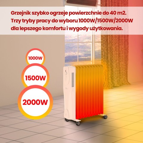 Extralink Elektryczny grzejnik olejowy NY-25W1 2500W, 11 żeberek Extralink Elektryczny grzejnik olejowy NY-25W1 2500W, 11 żeberek