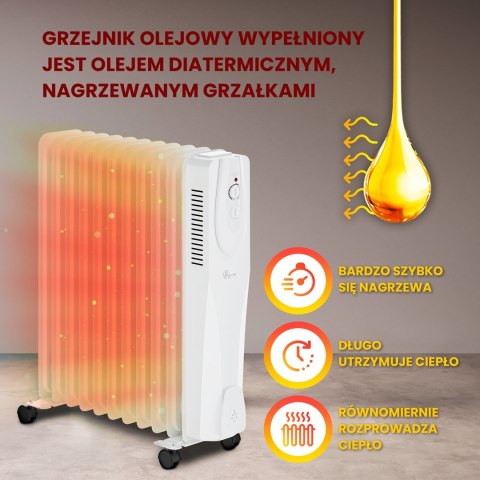 Extralink Elektryczny grzejnik olejowy NY-25W1 2500W, 11 żeberek Extralink Elektryczny grzejnik olejowy NY-25W1 2500W, 11 żeberek