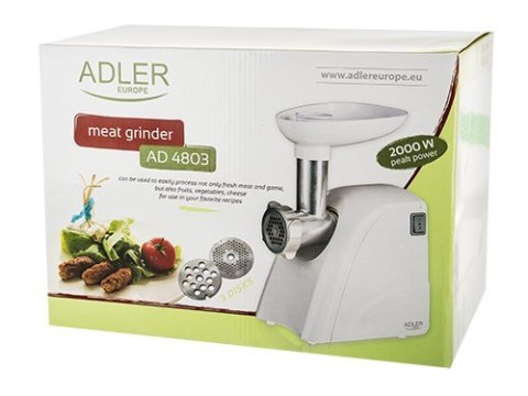 Adler AD 4803 maszynka do mielenia 800 W Stal nierdzewna, Biały Adler AD 4803 maszynka do mielenia 800 W Stal nierdzewna, Biały