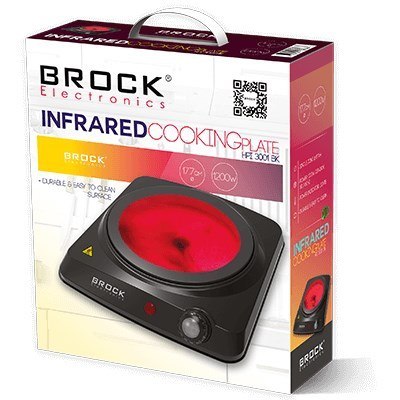 Kuchenka elektryczna BROCK HPI 3001 BK na podczerwień jednopalnikowa 17,7 cm 1200 W Czarny Kuchenka elektryczna BROCK HPI 3001 BK na podczerwień jednopalnikowa 17,7 cm 1200 W Czarny