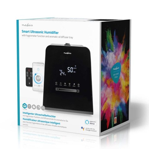 Nawilżacz ultradźwiękowy Nedis 5,5l SmartLife czarny Nawilżacz ultradźwiękowy Nedis 5,5l SmartLife czarny