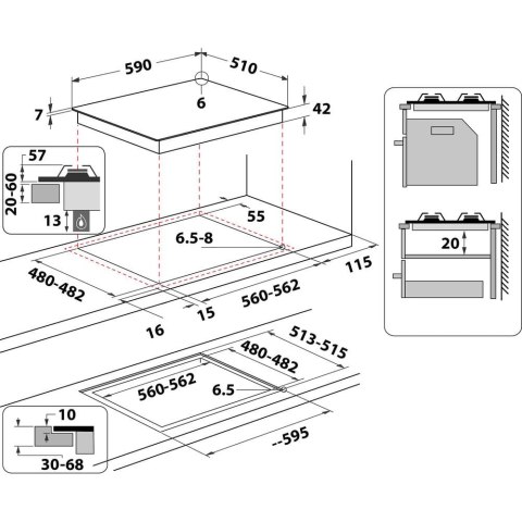 Whirlpool AKT 616/NB płyta kuchenna Czarny Wbudowany 60 cm Gaz 4 stref(y) Whirlpool AKT 616/NB płyta kuchenna Czarny Wbudowany 60 cm Gaz 4 stref(y)