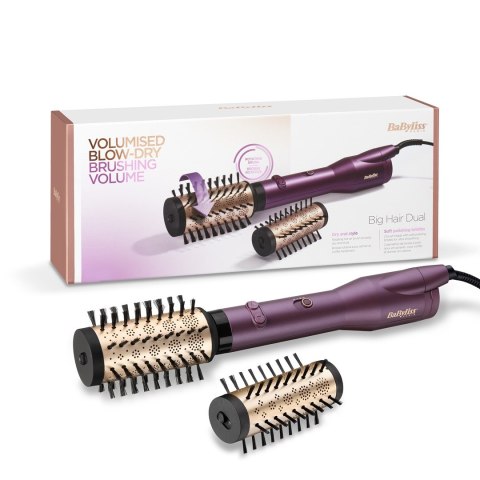 BaByliss Big Hair Dual Szczotka z gorącym powietrzem Ciepły Czarny, Złoto różowe, Fioletowy 650 W 2,5 m