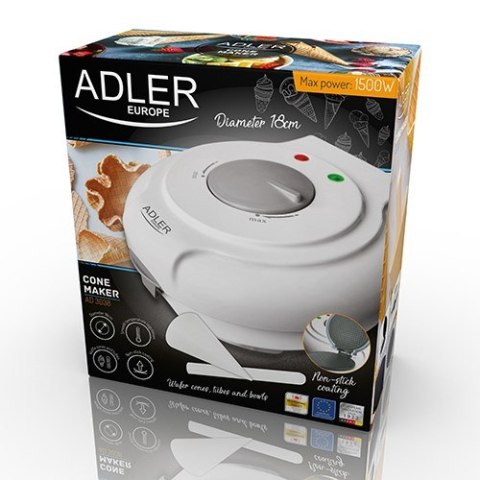 Adler AD 3038 gofrownica 1 gof. 1500 W Szary, Biały Adler AD 3038 gofrownica 1 gof. 1500 W Szary, Biały