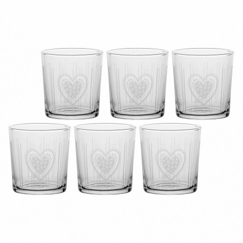 LA PORCELLANA BIANCA BABILA Zestaw 6 szklanek z grubym dnem serce 350 ml LA PORCELLANA BIANCA BABILA Zestaw 6 szklanek z grubym dnem serce 350 ml