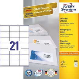 Avery 3481 samoprzylepne etykiety Prostokąt Na stałe Biały 2100 szt.
