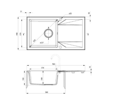 DEANTE EVORA ZLEWOZMYWAK 1-KOMOROWY Z OCIEKACZEM 78X44 CM ANTRACYT METALIK ZQJ_T113 DEANTE EVORA ZLEWOZMYWAK 1-KOMOROWY Z OCIEKACZEM 78X44 CM ANTRACYT METALIK ZQJ_T113