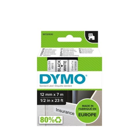 DYMO D1 - Standard Etykiety - Czarno na białym - 12mm x 7m DYMO D1 - Standard Etykiety - Czarno na białym - 12mm x 7m