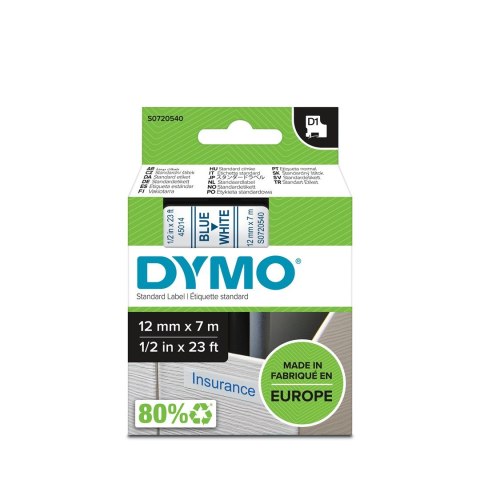 DYMO D1 - Standard Etykiety - Niebiesko-biały - 12mm x 7m DYMO D1 - Standard Etykiety - Niebiesko-biały - 12mm x 7m