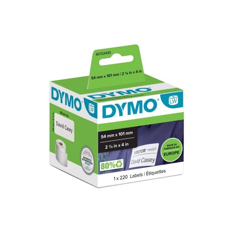 DYMO LW - Etykiety wysyłkowe / do identyfi katorów imiennych - 54 x 101 mm - S0722430 DYMO LW - Etykiety wysyłkowe / do identyfi katorów imiennych - 54 x 101 mm - S0722430