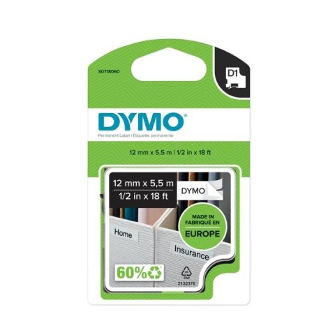 TAŚMA DYMO D1-12MM X 5,5M POLIESTROWA TRWAŁA CZARNY/BIAŁY TAŚMA DYMO D1-12MM X 5,5M POLIESTROWA TRWAŁA CZARNY/BIAŁY