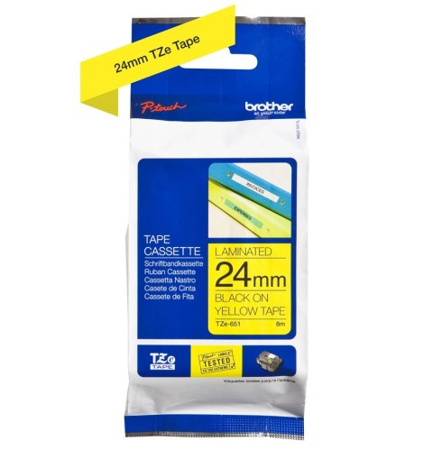 Taśma BROTHER LAMINOWANA 24MM/8M CZARNY NA ŻÓŁTYM Taśma BROTHER LAMINOWANA 24MM/8M CZARNY NA ŻÓŁTYM