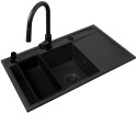 Zestaw - Zlewozmywak PYRAMIS CAMEA (79X50) 1B 1D L + Bateria IDEA BLACK EDITION - 070168402BE - Volcano