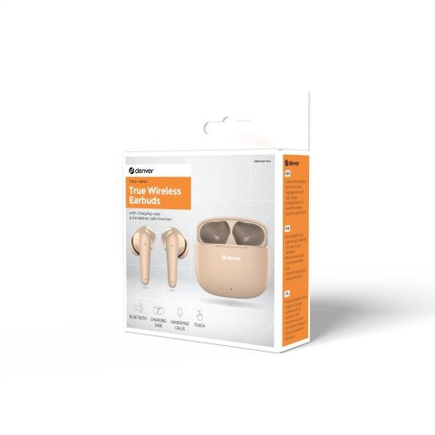 Denver TWE-48NU Zestaw słuchawkowy True Wireless Stereo (TWS) Douszny Połączenia/muzyka Bluetooth Cielisty Denver TWE-48NU Zestaw słuchawkowy True Wireless Stereo (TWS) Douszny Połączenia/muzyka Bluetooth Cielisty