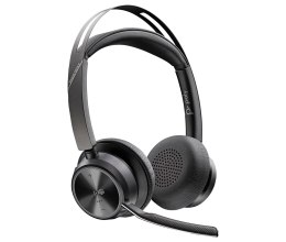 POLY Zestaw słuchawkowy Voyager Focus 2 z certyfikatem Microsoft Teams USB-C-C + przejściówka USB-C/A + podstawka ładująca