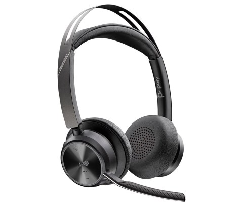 POLY Zestaw słuchawkowy Voyager Focus 2 z certyfikatem Microsoft Teams USB-C-C + przejściówka USB-C/A + podstawka ładująca
