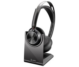 POLY Zestaw słuchawkowy Voyager Focus 2 z certyfikatem Microsoft Teams USB-C-C + przejściówka USB-C/A + podstawka ładująca