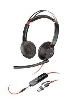 Poly Blackwire 5220 Stereo USB-C Headset +3.5mm Plug +USB-C/A Adapter (Bulk)