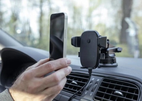 Extralink Uchwyt na telefon z ładowarką indukcyjną EPH-I1 do samochodu, automatyczny zacisk, czarny Extralink Uchwyt na telefon z ładowarką indukcyjną EPH-I1 do samochodu, automatyczny zacisk, czarny