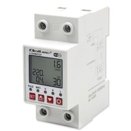 Qoltec Przekaźnik 63A na szynę DIN z licznikiem energii elektrycznej | Timer | Tuya | Wi-Fi | LED