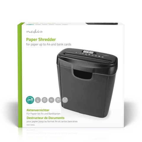 Niszczarka do papieru Nedis 10l DIN P-2 190W Czarna Niszczarka do papieru Nedis 10l DIN P-2 190W Czarna