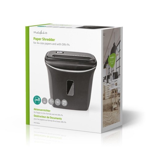 Niszczarka do papieru Nedis 12l DIN P-4 190W Czarna Niszczarka do papieru Nedis 12l DIN P-4 190W Czarna