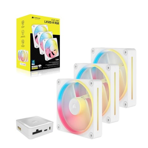 Corsair iCUE LINK LX120-R RGB Wentylator 12cm Biały 3szt. Corsair iCUE LINK LX120-R RGB Wentylator 12cm Biały 3szt.