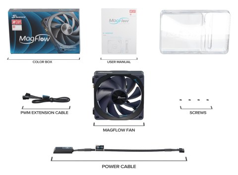 Seasonic MagFlow 1-Fan Kit Obudowa komputera Wentylator 12 cm Czarny 1 szt. Seasonic MagFlow 1-Fan Kit Obudowa komputera Wentylator 12 cm Czarny 1 szt.