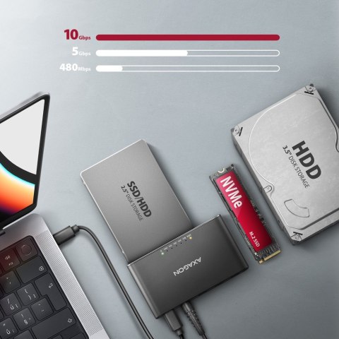 Axagon ADSA-CC USB-C 10Gbps - NVMe M.2 SSD & SATA 2.5/3.5 SSD/HDD CLONE MASTER 2 - Digital/Daten - NVMe USB 3.2 Gen 2 (3.1 Gen 2 Axagon ADSA-CC USB-C 10Gbps - NVMe M.2 SSD & SATA 2.5/3.5 SSD/HDD CLONE MASTER 2 - Digital/Daten - NVMe USB 3.2 Gen 2 (3.1 Gen 2