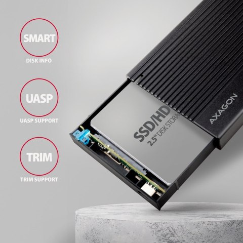 Axagon EE25-GTR USB-C 3.2 Gen 2 - SATA 6G 2.5\" externes Festplattengehäuse geriffelt Obudowa HDD/SSD Czarny 2.5" Axagon EE25-GTR USB-C 3.2 Gen 2 - SATA 6G 2.5\" externes Festplattengehäuse geriffelt Obudowa HDD/SSD Czarny 2.5"