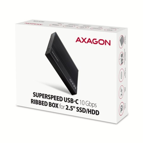 Axagon EE25-GTR USB-C 3.2 Gen 2 - SATA 6G 2.5\" externes Festplattengehäuse geriffelt Obudowa HDD/SSD Czarny 2.5" Axagon EE25-GTR USB-C 3.2 Gen 2 - SATA 6G 2.5\" externes Festplattengehäuse geriffelt Obudowa HDD/SSD Czarny 2.5"