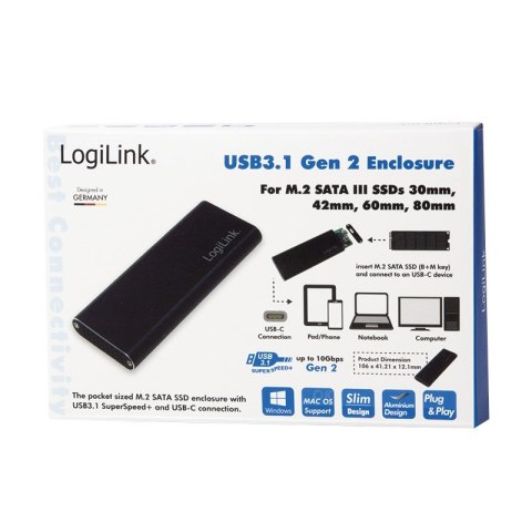 LogiLink UA0314 obudowa do dysków twardych Obudowa SSD Czarny M.2 LogiLink UA0314 obudowa do dysków twardych Obudowa SSD Czarny M.2
