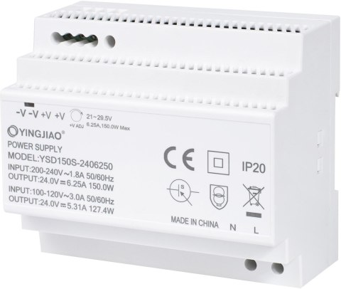 Zasilacz Yingjiao DIN YSDS 24V 6,25A 150W Zasilacz Yingjiao DIN YSDS 24V 6,25A 150W