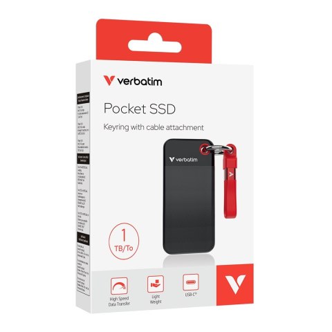 Verbatim Pocket SSD 1 TB USB Type-C 3.2 Gen 2 (3.1 Gen 2) Czarny, Czerwony Verbatim Pocket SSD 1 TB USB Type-C 3.2 Gen 2 (3.1 Gen 2) Czarny, Czerwony