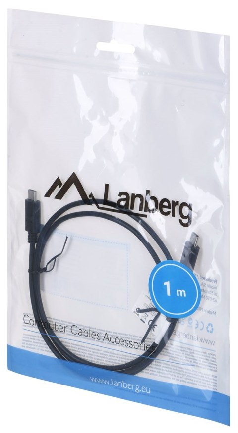 Kabel Lanberg CA-CMCM-10CU-0010-BK (USB typu C - USB typu C ; 1m; kolor czarny) Kabel Lanberg CA-CMCM-10CU-0010-BK (USB typu C - USB typu C ; 1m; kolor czarny)