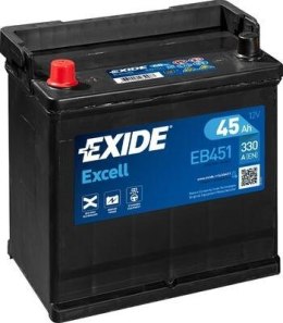 Akumulator EXIDE 12V 45Ah/330A EXCELL (L+ en) 220x135x225 B01 - stopka o wysokości 10.5 mm (rozruchowy)