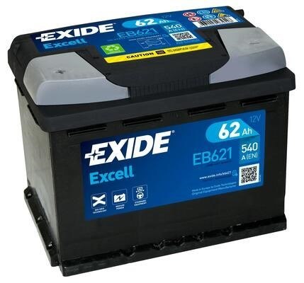 Akumulator samochodowy Exide EB621 ołowiany (VRLA) 62 Ah 12 V 540 A do samochodu Akumulator samochodowy Exide EB621 ołowiany (VRLA) 62 Ah 12 V 540 A do samochodu