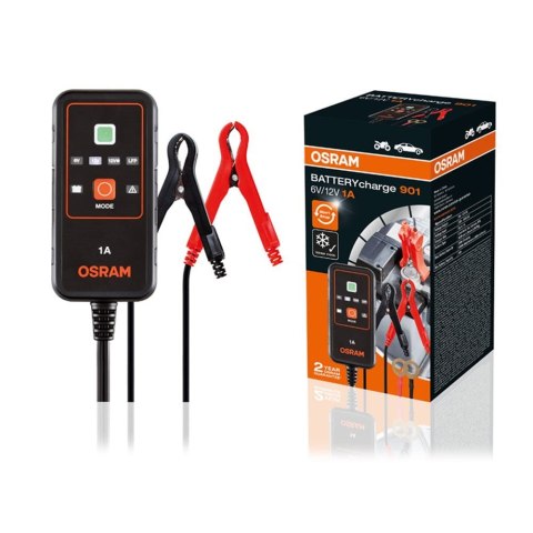 Prostownik BATTERYcharge 901, napięcie ładowania: 6/12 V OSRAM, prąd ładowania: 1A Prostownik BATTERYcharge 901, napięcie ładowania: 6/12 V OSRAM, prąd ładowania: 1A