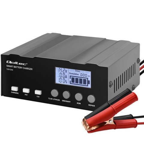 QOLTEC ŁADOWARKA 12V | 12.6V | 24V | PROSTOWNIK Z FUNKCJĄ NAPRAWY DO AGM GEL LIFEPO4 | LCD QOLTEC ŁADOWARKA 12V | 12.6V | 24V | PROSTOWNIK Z FUNKCJĄ NAPRAWY DO AGM GEL LIFEPO4 | LCD