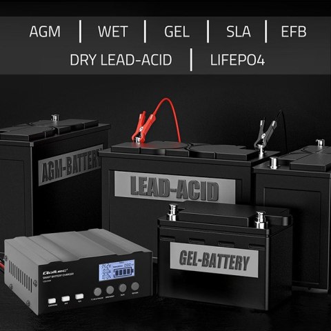 QOLTEC ŁADOWARKA 12V | 12.6V | 24V | PROSTOWNIK Z FUNKCJĄ NAPRAWY DO AGM GEL LIFEPO4 | LCD QOLTEC ŁADOWARKA 12V | 12.6V | 24V | PROSTOWNIK Z FUNKCJĄ NAPRAWY DO AGM GEL LIFEPO4 | LCD