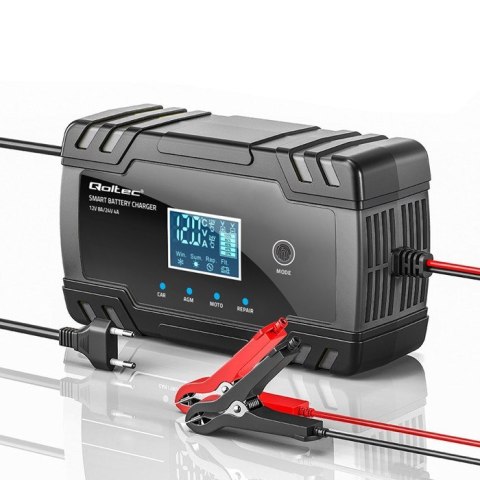 Qoltec 52490 Inteligentna mikroprocesorowa ładowarka 12V 8A | 24V 4A| Prostownik z funkcją naprawy do akumulatora AGM GEL | LCD Qoltec 52490 Inteligentna mikroprocesorowa ładowarka 12V 8A | 24V 4A| Prostownik z funkcją naprawy do akumulatora AGM GEL | LCD