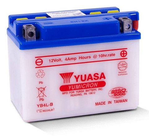 Yuasa YB4L-B akumulator samochodowy Ołowiany (VRLA) 4 Ah 12 V Motocykl Yuasa YB4L-B akumulator samochodowy Ołowiany (VRLA) 4 Ah 12 V Motocykl